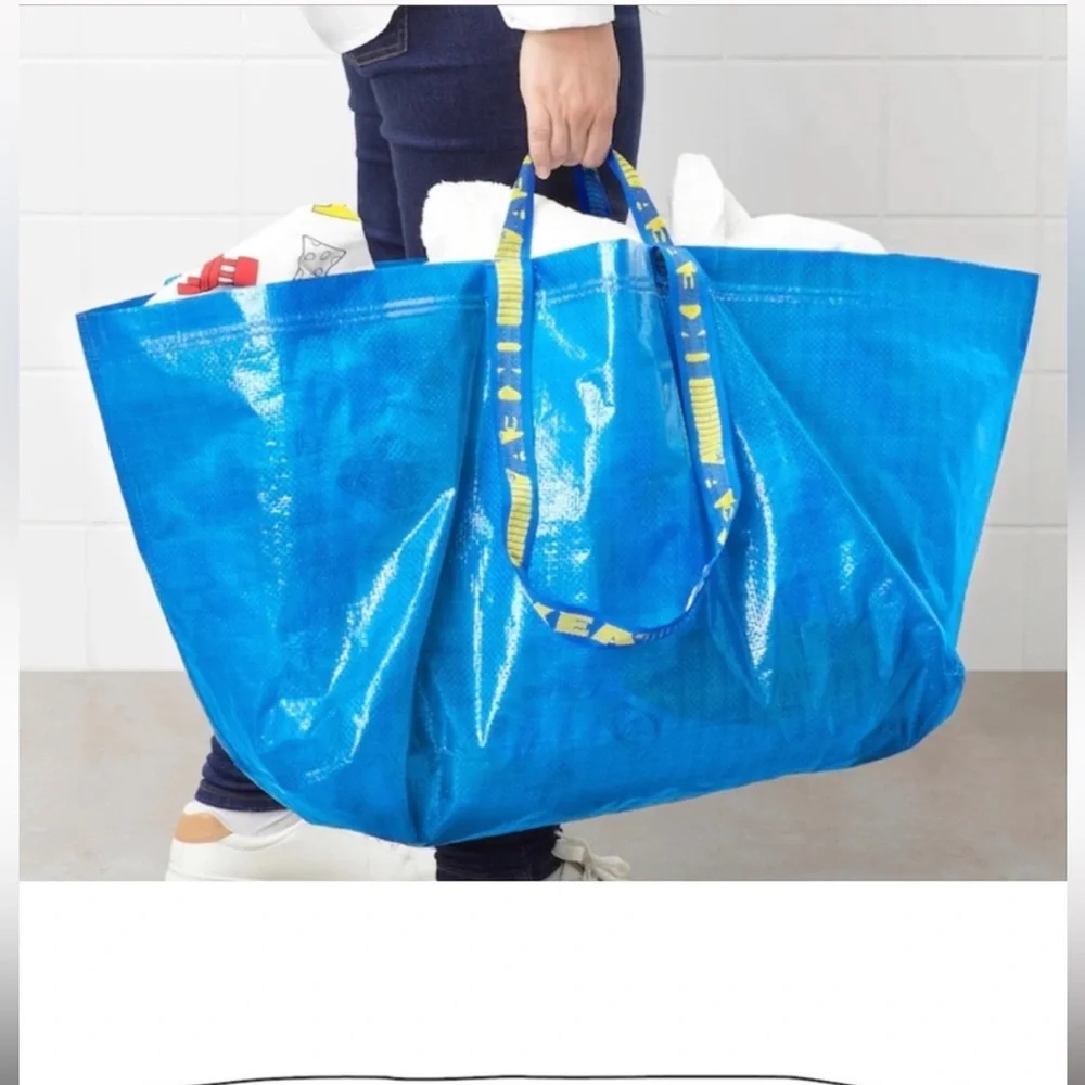 IKEA FRAKTA Large Blue Storage Bag - 19 Gallon Heavy Duty Reusable Moving Tote